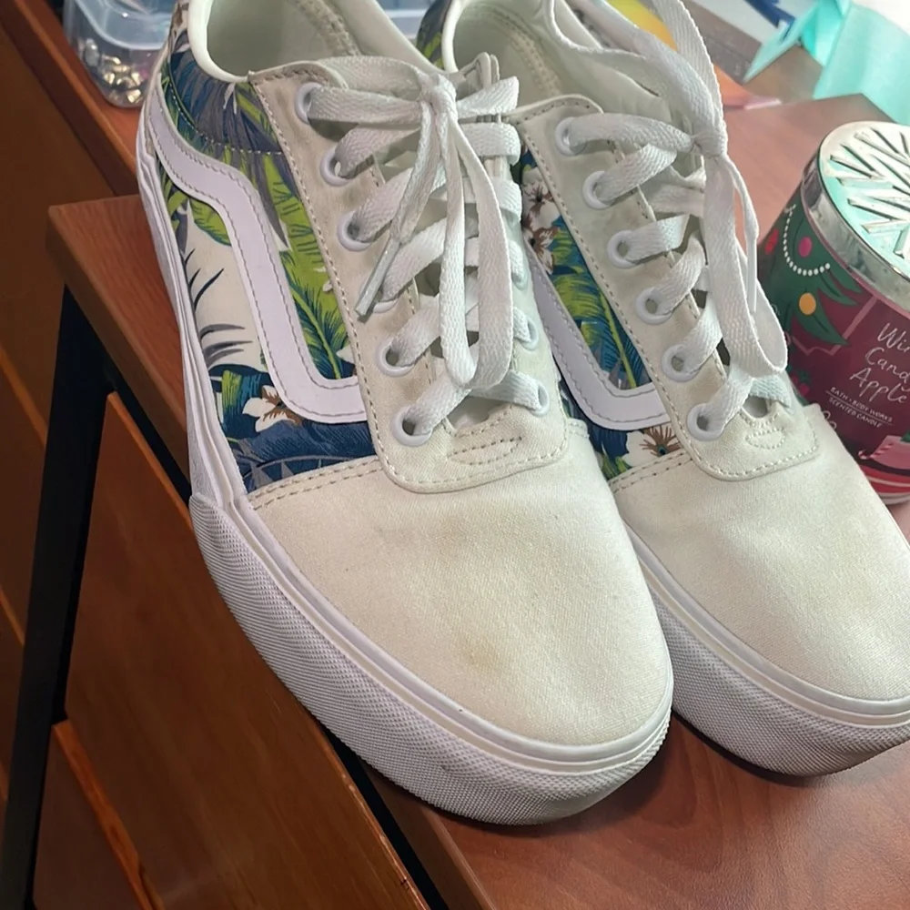 Vans Ward Lo Platform Sneaker Women's Size 9 Tropical Floral Palm Leaves - Picture 3 of 4